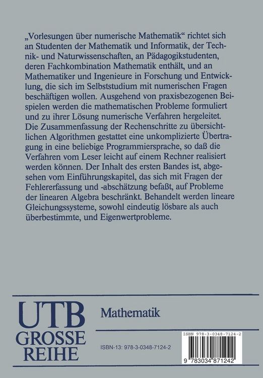 Produktbild: Vorlesungen &uuml;ber numerische Mathematik