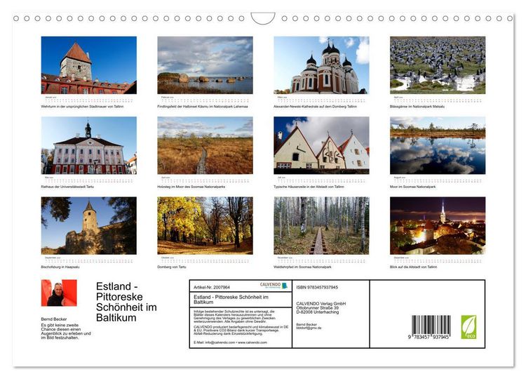 Produktbild: Estland - Pittoreske Sch&ouml;nheit im Baltikum (Wandkalender 2026 DIN A3 quer), CALVENDO Monatskalender