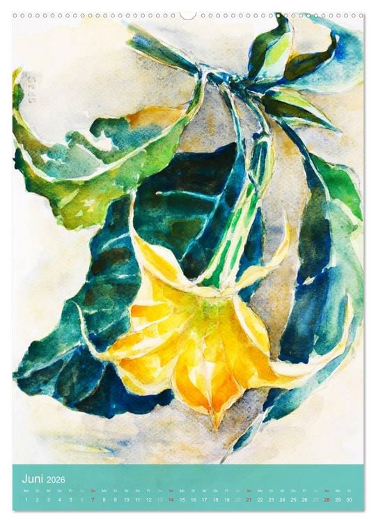 Produktbild: Karl Sock Blumenaquarelle (Wandkalender 2026 DIN A2 hoch), CALVENDO Monatskalender