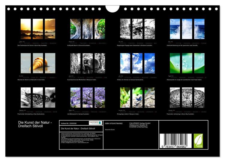 Produktbild: Die Kunst der Natur - Dreifach Stilvoll (Wandkalender 2026 DIN A4 quer), CALVENDO Monatskalender