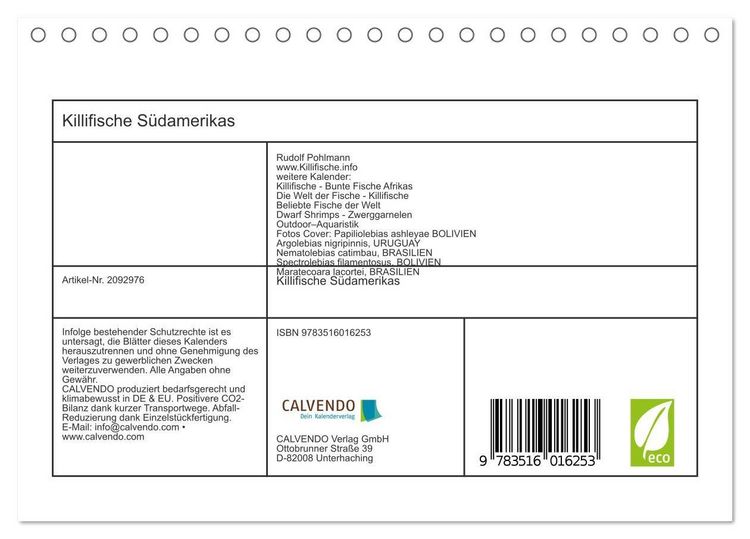 Produktbild: Killifische S&uuml;damerikas (Tischkalender 2026 DIN A5 quer), CALVENDO Monatskalender