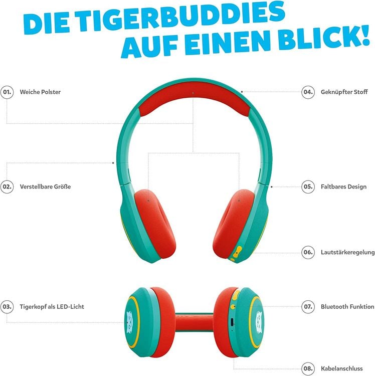 Produktbild: Tiger Media - Tigerbuddies Kinderkopfh&ouml;rer - Funky Green