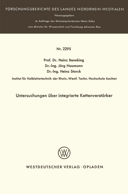 Produktbild: Untersuchungen &uuml;ber integrierte Kettenverst&auml;rker