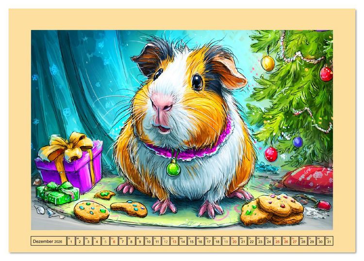 Produktbild: Niedliche Meerschweinchen. Zauberhafte Cartoons mit Witz und Charme (Tischkalender 2026 DIN A5 quer), CALVENDO Monatskalender