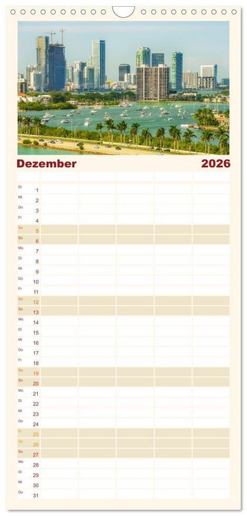 Produktbild: Familienplaner 2026 - Miami - pulsierende Metropole mit 5 Spalten (Wandkalender, 21 x 45 cm) CALVENDO