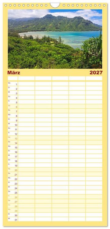 Produktbild: Familienplaner 2027 - Hawaii - Eindr&uuml;cke von Big Island, Kauai & Oahu mit 5 Spalten (Wandkalender, 21 x 45 cm) CALVENDO