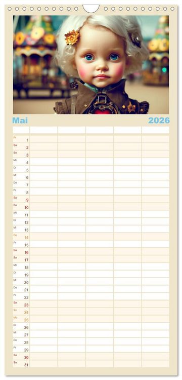 Produktbild: Familienplaner 2026 - Kleine Steampunk Stars mit 5 Spalten (Wandkalender, 21 x 45 cm) CALVENDO