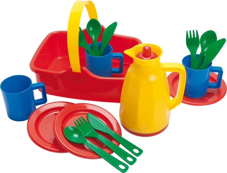 Produktbild: Picknickkorb f&uuml;r 3 Personen, 18-teilig, aus Kunststoff, Spielzeug