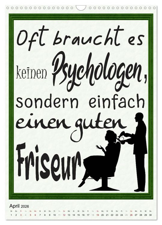 Produktbild: Friseur-Spr&uuml;che (Wandkalender 2026 DIN A3 hoch), CALVENDO Monatskalender