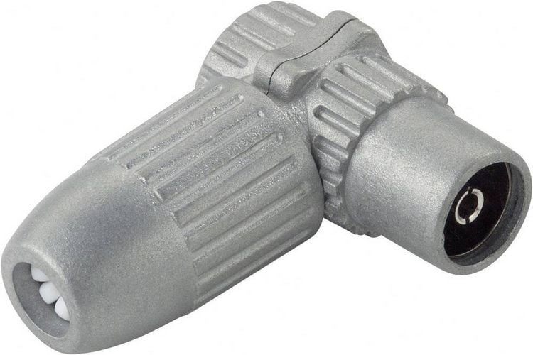 Produktbild: Renkforce 0410326 Koax-Winkelkupplung Metall Anschl&uuml;sse: Koax-Buchse IEC Kabel-Durchmesser: 7 mm 1 St.