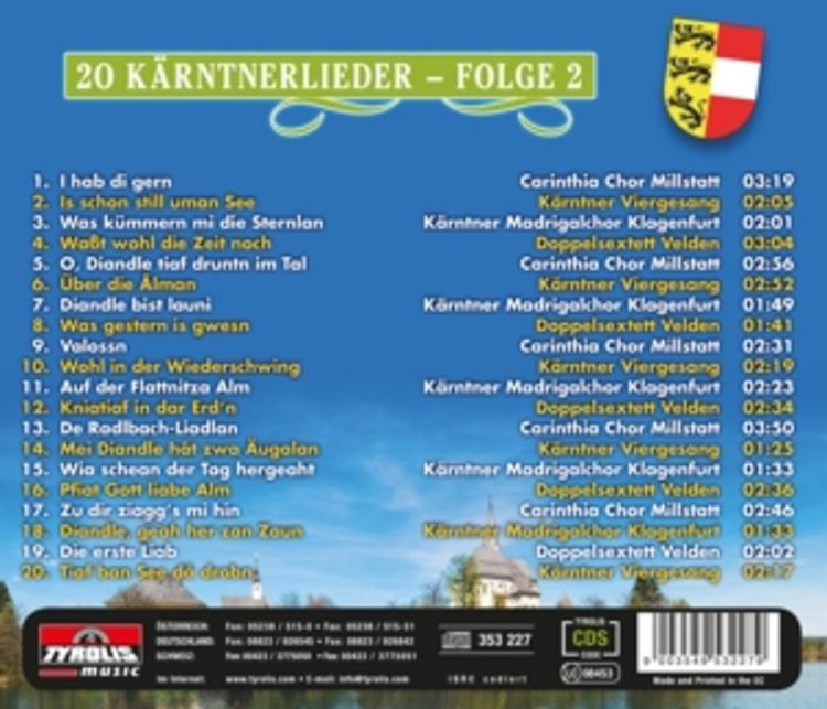 Produktbild: Bekannte K&auml;rntner Ch&ouml;re singen ihre sch&ouml;nsten Lied