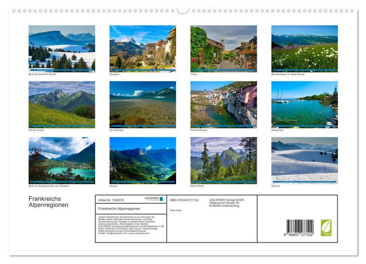 Produktbild: Frankreichs Alpenregionen (hochwertiger Premium Wandkalender 2026 DIN A2 quer), Kunstdruck in Hochglanz