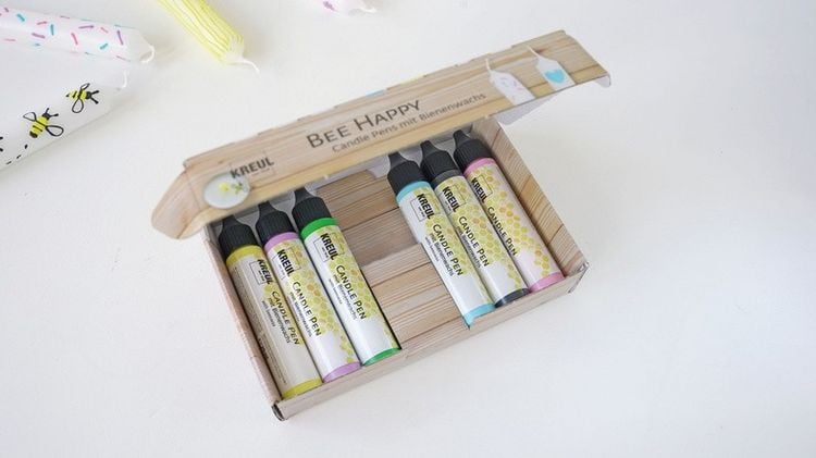 Produktbild: KREUL Candle Pen 6er Set Bee Happy, Kerzen verzieren und bemalen