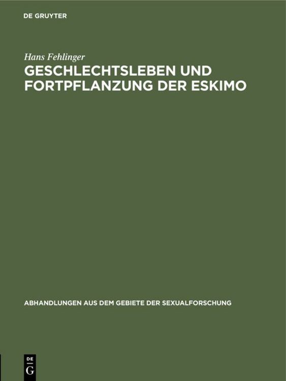 Produktbild: Geschlechtsleben und Fortpflanzung der Eskimo