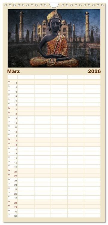 Produktbild: Familienplaner 2026 - All U Buddhas mit 5 Spalten (Wandkalender, 21 x 45 cm) CALVENDO