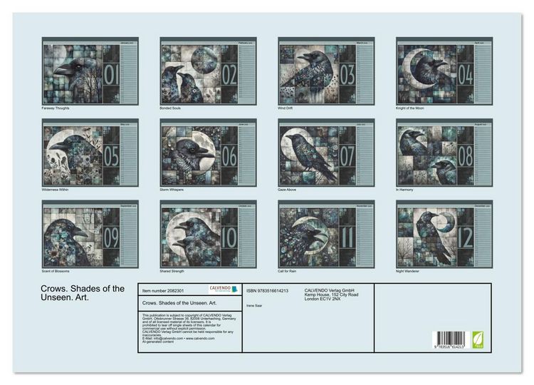 Produktbild: Crows. Shades of the Unseen. Art. (Wall Calendar 2026 DIN A2 landscape), CALVENDO 12 Month Wall Calendar
