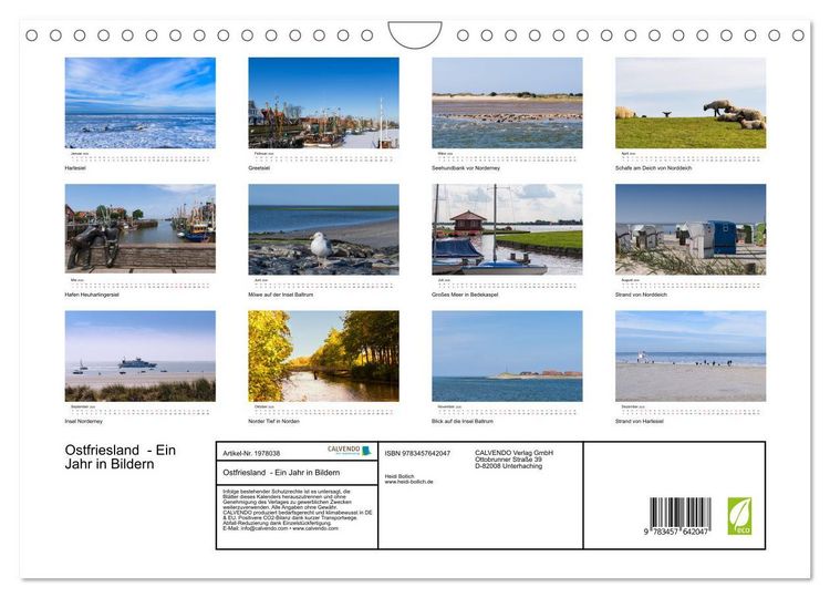 Produktbild: Ostfriesland - Ein Jahr in Bildern (Wandkalender 2026 DIN A4 quer), CALVENDO Monatskalender