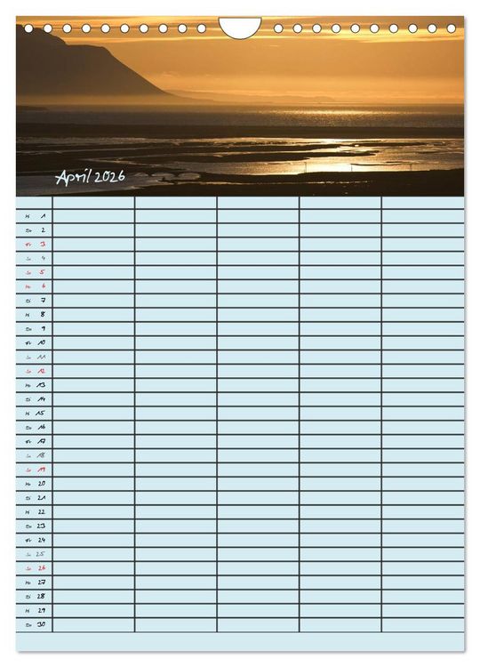Produktbild: Island Familienplaner (Wandkalender 2026 DIN A4 hoch), CALVENDO Monatskalender