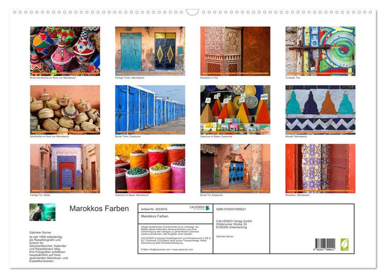Produktbild: Marokkos Farben (Wandkalender 2026 DIN A2 quer), CALVENDO Monatskalender
