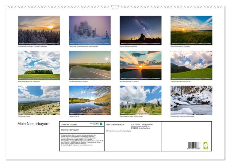 Produktbild: Mein Niederbayern (Wandkalender 2026 DIN A2 quer), CALVENDO Monatskalender