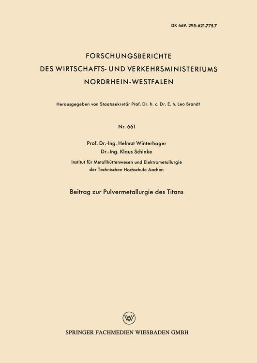Produktbild: Beitrag zur Pulvermetallurgie des Titans