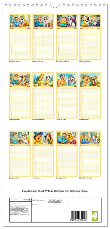 Produktbild: Familienplaner 2026 - Frauchen und Hund. Witzige Cartoons vom t&auml;glichen Chaos mit 5 Spalten (Wandkalender, 21 x 45 cm) CALVENDO