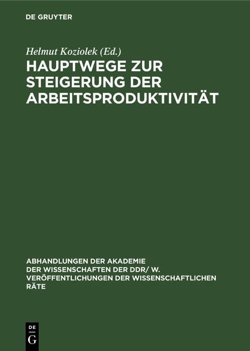 Produktbild: Hauptwege zur Steigerung der Arbeitsproduktivit&auml;t
