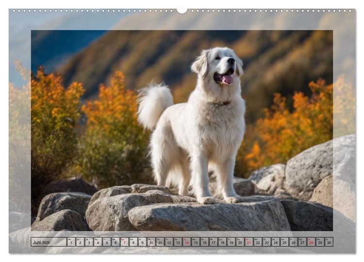 Produktbild: Majest&auml;tische Pyren&auml;en Berghunde (Wandkalender 2026 DIN A2 quer), CALVENDO Monatskalender