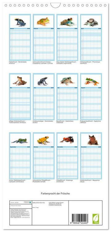 Produktbild: Familienplaner 2026 - Farbenpracht der Fr&ouml;sche mit 5 Spalten (Wandkalender, 21 x 45 cm) CALVENDO