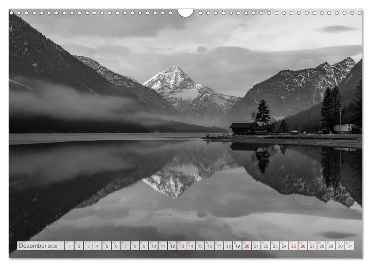 Produktbild: Bergpixels Schwarz-Wei&szlig;e Gebirgstr&auml;ume (Wandkalender 2026 DIN A3 quer), CALVENDO Monatskalender