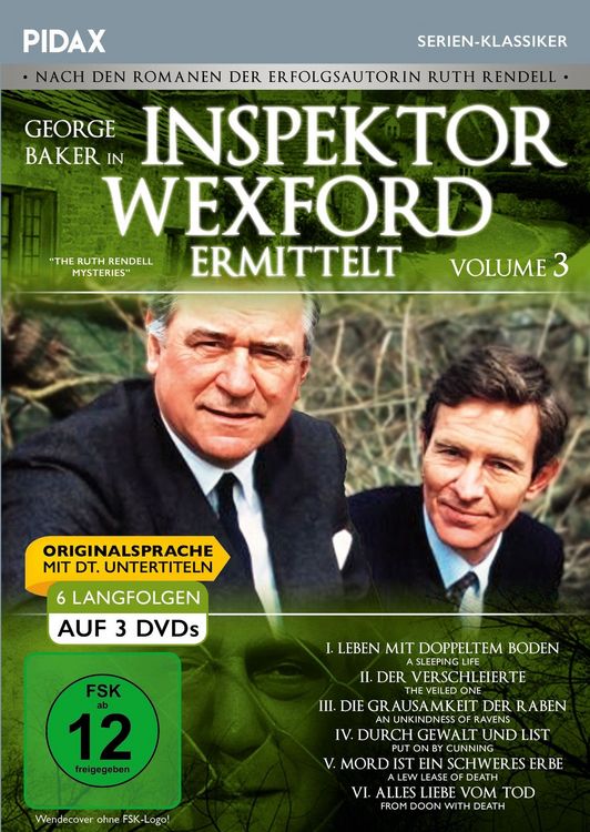 Produktbild: Inspektor Wexford ermittelt, Vol. 3 (The Ruth Rendell Mysteries) / Sechs spannende Langfolgen der legend&auml;ren Krimiserie in Originalfassung mit deutschen Untertiteln (Pidax Serien-Klassiker) [3 DVDs]