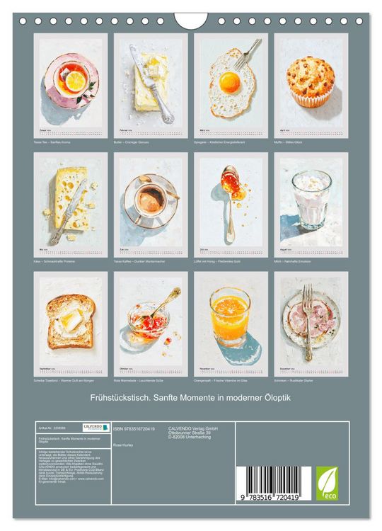 Produktbild: Fr&uuml;hst&uuml;ckstisch. Sanfte Momente in moderner &Ouml;loptik (Wandkalender 2026 DIN A4 hoch), CALVENDO Monatskalender