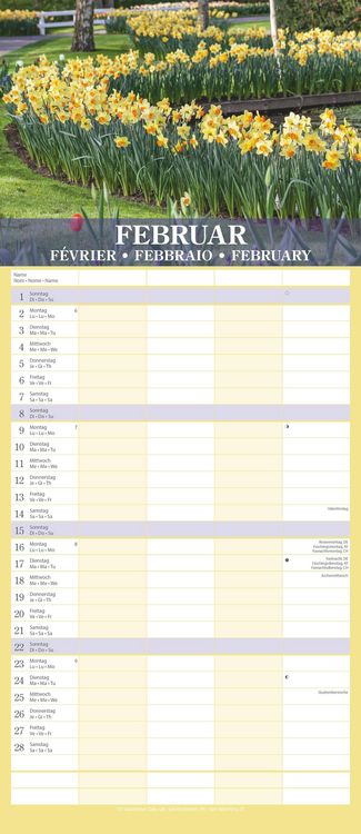 Gärten 2026 Familienplaner - Wandkalender - Familienkalender - 19,5x45