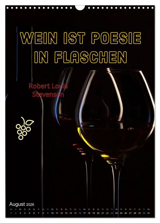 Produktbild: WEIN Weisheiten und Sprichworte (Wandkalender 2026 DIN A3 hoch), CALVENDO Monatskalender