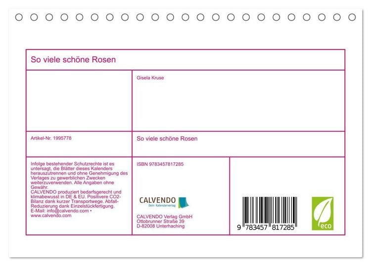 Produktbild: So viele sch&ouml;ne Rosen (Tischkalender 2026 DIN A5 quer), CALVENDO Monatskalender