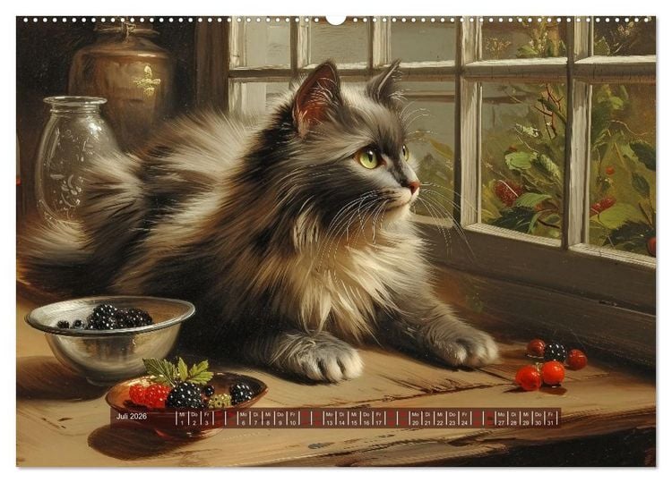 Produktbild: Nostalgische Samtpfoten (hochwertiger Premium Wandkalender 2026 DIN A2 quer), Kunstdruck in Hochglanz