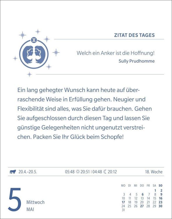 Produktbild: Zwillinge Sternzeichenkalender 2027 - Tagesabrei&szlig;kalender - Ihr Horoskop f&uuml;r jeden Tag