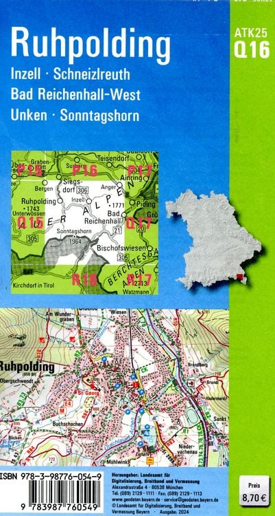 Produktbild: ATK25-Q16 Ruhpolding (Amtliche Topographische Karte 1:25000)