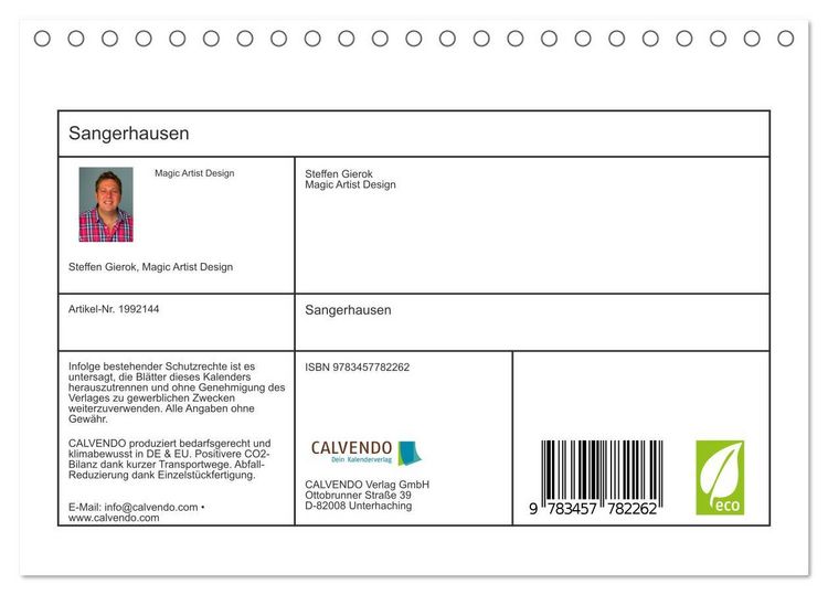 Produktbild: Sangerhausen (Tischkalender 2026 DIN A5 quer), CALVENDO Monatskalender