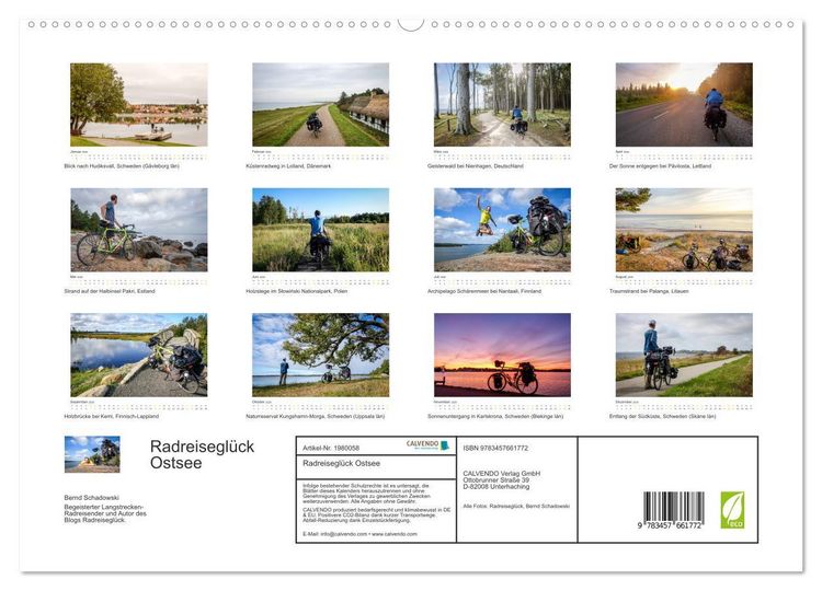 Produktbild: Radreisegl&uuml;ck Ostsee (hochwertiger Premium Wandkalender 2026 DIN A2 quer), Kunstdruck in Hochglanz