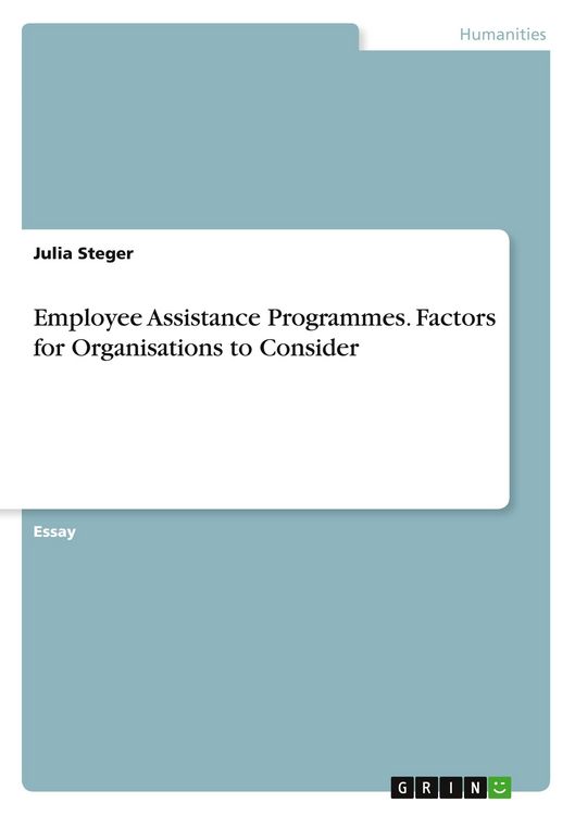 Produktbild: Employee Assistance Programmes. Factors for Organisations to Consider