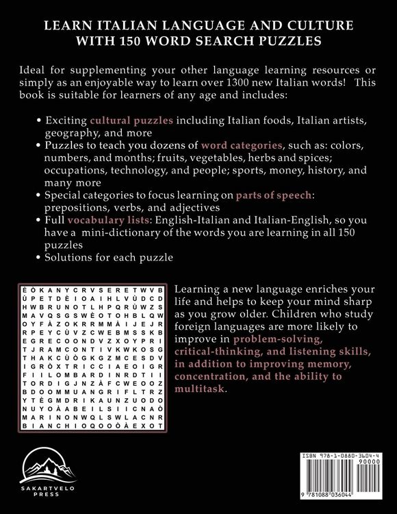 Produktbild: Learn Italian Language and Culture with Word Searches