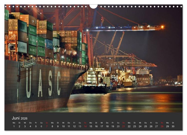 Produktbild: Hamburger Hafen bei Nacht (Wandkalender 2026 DIN A3 quer), CALVENDO Monatskalender