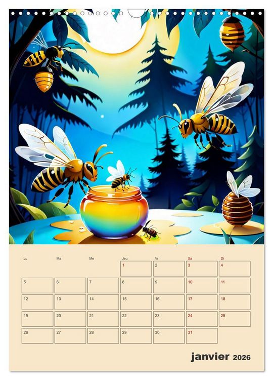 Produktbild: Les fables illustr&eacute;es (Calendrier mural 2026 DIN A3 horizontal), CALVENDO calendrier mensuel