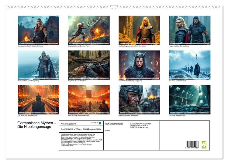 Produktbild: Germanische Mythen &ndash; Die Nibelungensage (Wandkalender 2027 DIN A2 quer), CALVENDO Monatskalender