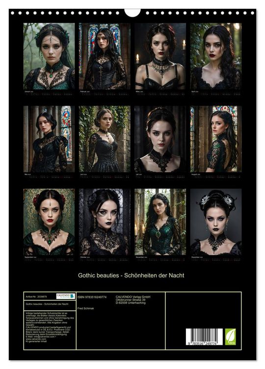 Produktbild: Gothic beauties - Sch&ouml;nheiten der Nacht (Wandkalender 2026 DIN A3 hoch), CALVENDO Monatskalender