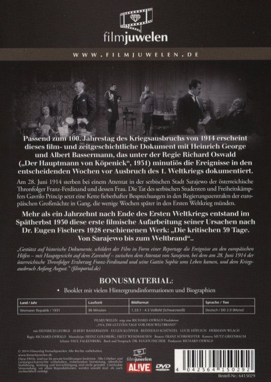 Produktbild: 1914 - Die letzten Tage vor dem Weltbrand