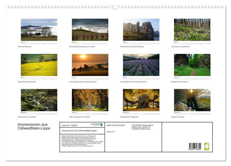 Produktbild: Impressionen aus Ostwestfalen-Lippe (Wandkalender 2026 DIN A2 quer), CALVENDO Monatskalender