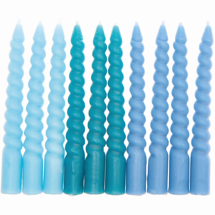 Produktbild: Spiralkerzen, Smokey Blau Mix, 10 Stk, &Oslash; 1,2 cm x 10 cm hoch