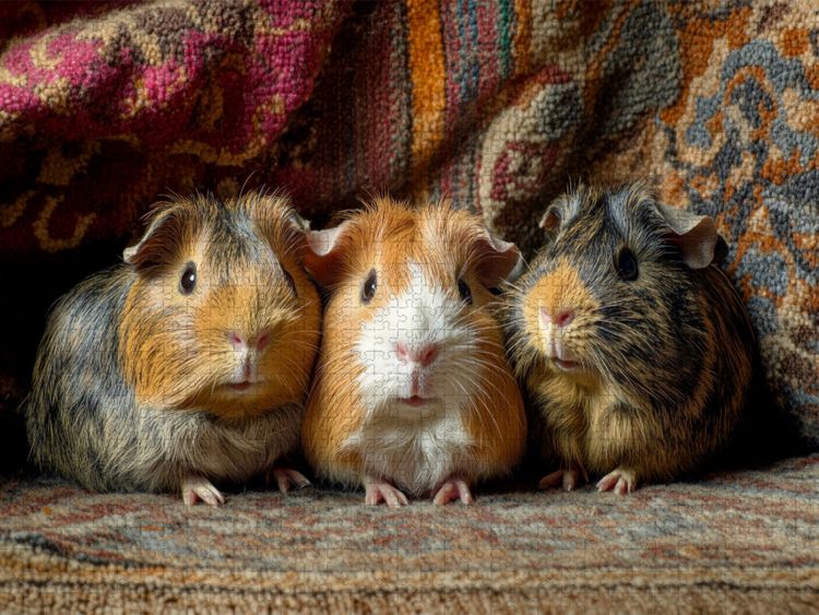 Produktbild: CALVENDO Puzzle Wenn Schnuten verzaubern - drei Meerschweinchen | 1000 Teile Lege-Gr&ouml;&szlig;e 64x48cm Foto-Puzzle f&uuml;r gl&uuml;ckliche Stunden